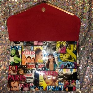 Magazine print clutch purse